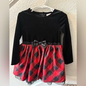 🎀 Cat & Jack Girls Holiday Dress – Velvet & Plaid 🎄